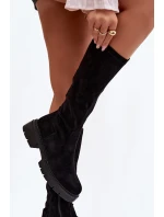 Dámské kozačky z eko semiše černé model 21821828 - Boto Dámské kozačky z eko semiše černé model 21821828 - Boto