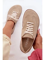 Kožené semišové dámské tenisky Barefoot Zazoo N1243 Béžové