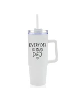 EVERY DEJ IS GUD DEJ - bílý cestovní hrnek s průhledným víčkem 900 ml
