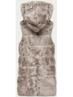 Béžová kožešinová vesta s kapucí model 17836754 - S'WEST