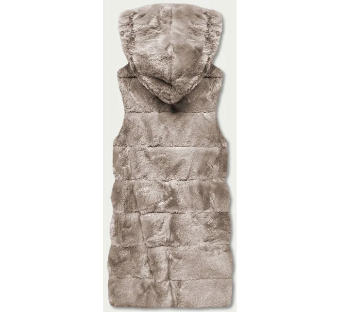 Béžová kožešinová vesta s kapucí (BR8060-12) Béžová kožešinová vesta s kapucí (BR8060-12)