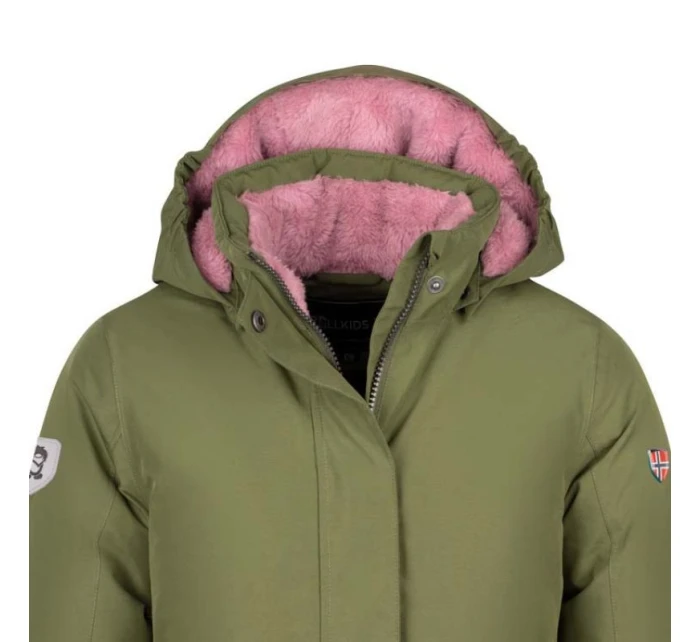 Dětská zimní bunda s kapucí Trollkids Dívčí nepromokavý kabát Alesund zelená (301-323)