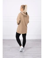 Oversize velbloudí tunika na zip s kapucí
