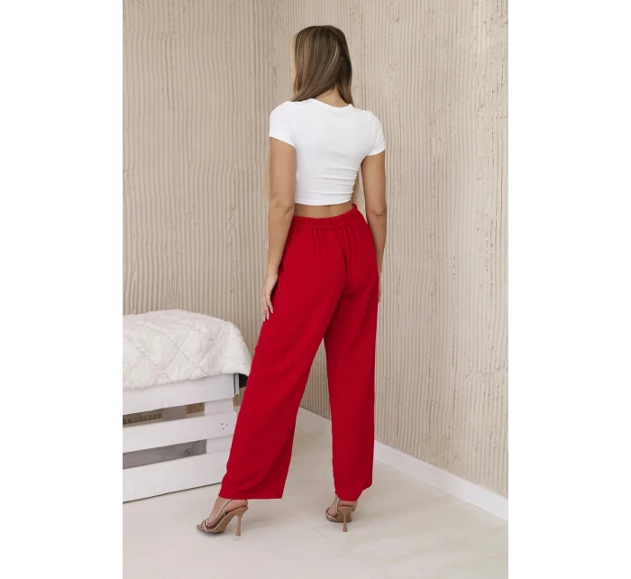 Kalhoty se širokými nohavicemi červený