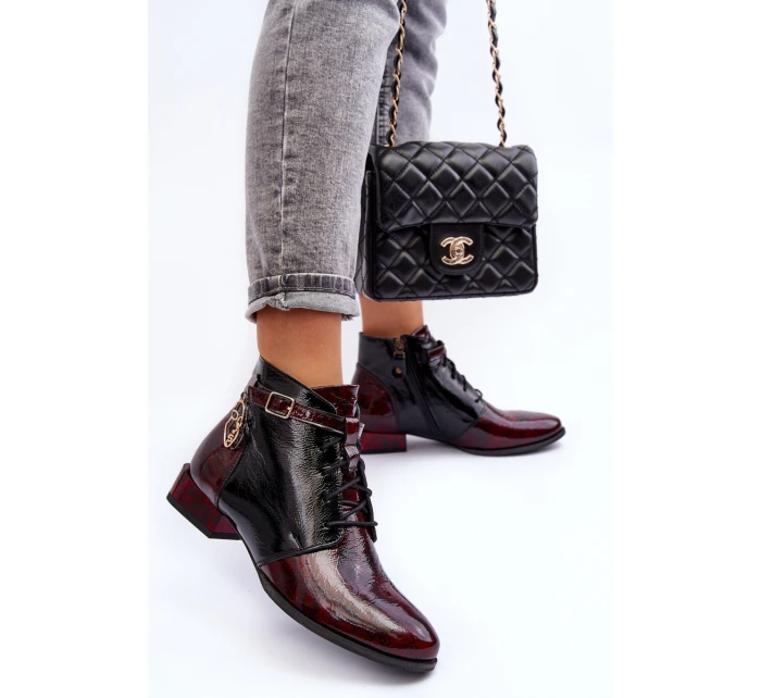 Dámské kožené boty Trzewiki Maciejka 5743A-23 Bordó