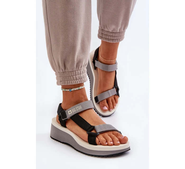 Dámské sandály na platformě a Big Star šedé model 21652812 - Big Star Shoes Dámské sandály na platformě a Big Star šedé model 21652812 - Big Star Shoes