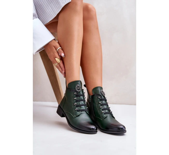 Nízké boty zateplené na zip s ozdobou zelené model 21672297 - Boto Nízké boty zateplené na zip s ozdobou zelené model 21672297 - Boto