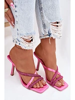 Dámské lodičky na jehlovém podpatku s pásky a kamínky fuchsiové model 22103243 - Boto Dámské lodičky na jehlovém podpatku s pásky a kamínky fuchsiové model 22103243 - Boto