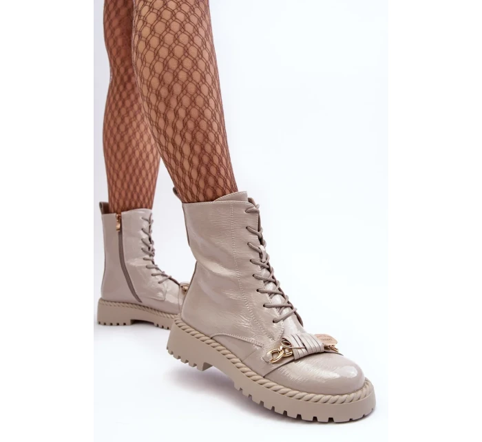 Dámské patentované pracovní boty s dekorací D&A světle šedá Dámské patentované pracovní boty s dekorací D&A světle šedá