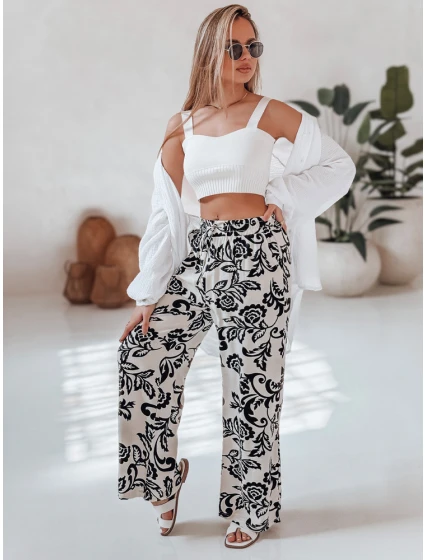 Dámské květinové kalhoty s širokými nohavicemi black Dstreet model 21987403 - FashionStreet