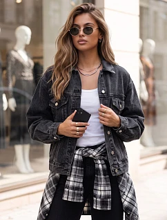 Dámská džínová bunda oversize STEFANIA, černá, FashionStreet TY6011