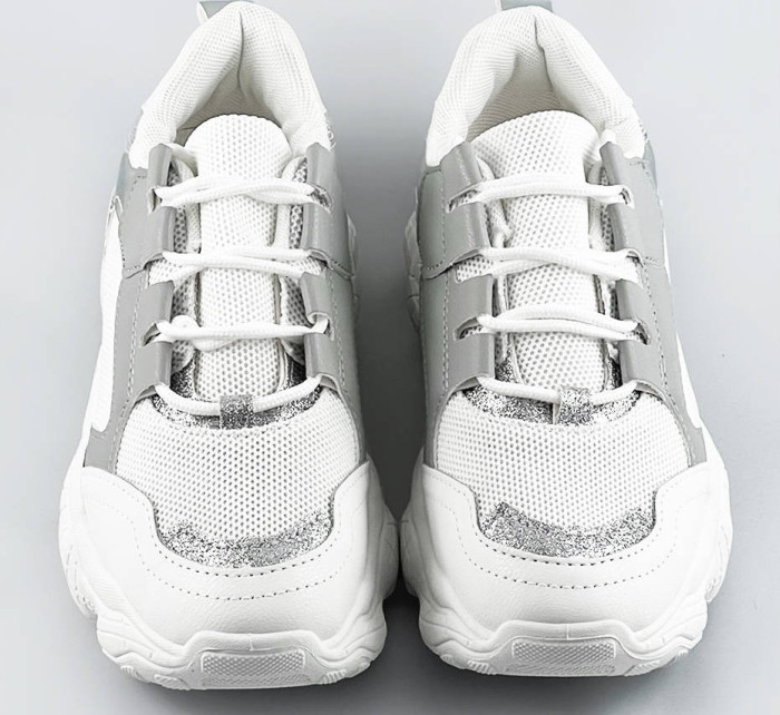 Bílo-šedé dámské šněrovací tenisky "sneakers" (172)