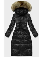 Černá dlouhá dámská prošívaná bunda (H-201)