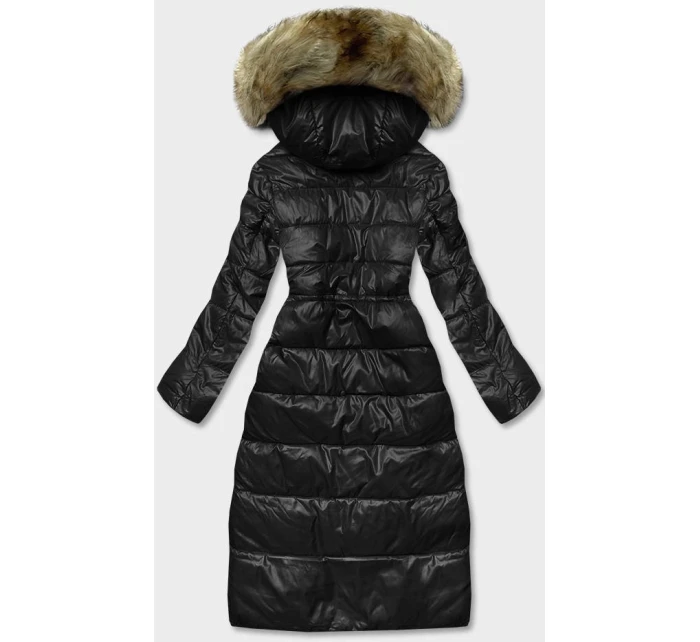 Černá dlouhá dámská prošívaná bunda (H-201)