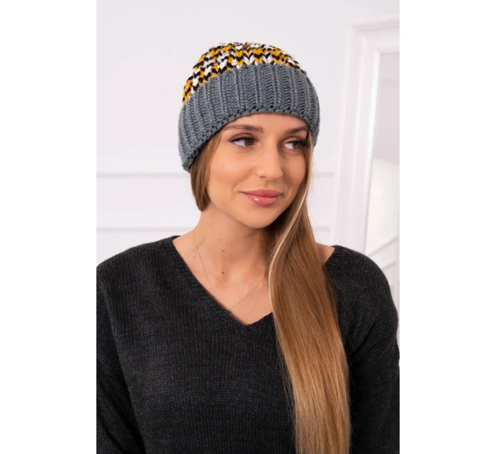 Dámská čepice Iris K348 tmavě šedá+žlutá Dámská čepice Iris K348 tmavě šedá+žlutá