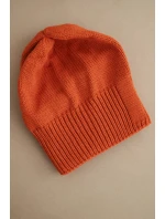 Dámská zimní čepice z vlny s klasickým ribovým vzorem K444 oranžová Dámská zimní čepice z vlny s klasickým ribovým vzorem K444 oranžová