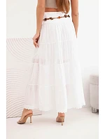 Dámská maxi bavlněná sukně s model 22048763 výšivkou a elastickým pasem bílá - K-Fashion Dámská maxi bavlněná sukně s model 22048763 výšivkou a elastickým pasem bílá - K-Fashion