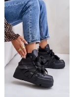 Kožené Dámské Sneakersy Na Masivní Platformě model 21673898 Černé - CheBello