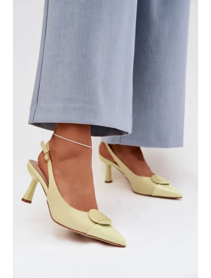 Dámské sandály na podpatku s ozdobným detailem Žluté Mariae