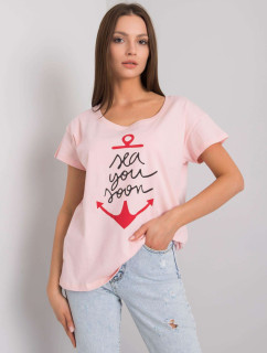 Světle růžové tričko s nápisem