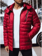 Pánská prošívaná bunda s kapucí červená FashionStreet TX4447