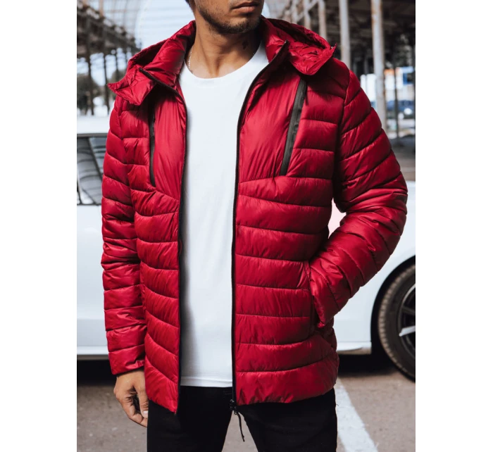 Pánská prošívaná bunda s kapucí červená FashionStreet TX4447