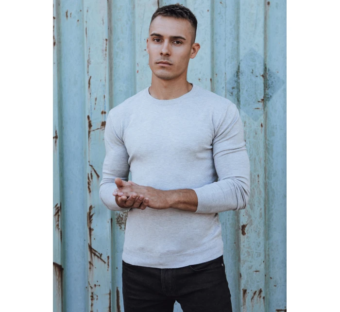 Pánský klasický svetr světle šedý FashionStreet WX2212