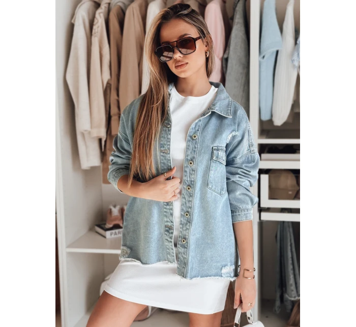 Dámská oversize džínová bunda modrá model 21988207 - Dstreet