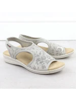 Dámské elastické květinové sandály šedé barvy model 21904744 - Unisoft Dámské elastické květinové sandály šedé barvy model 21904744 - Unisoft