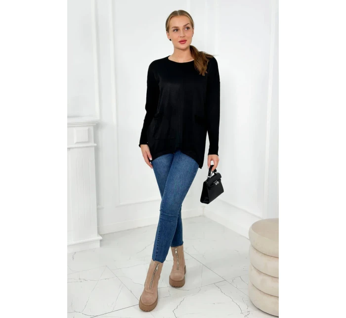 Svetr s předními kapsami černý