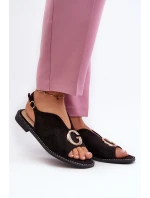 Elegantní dámské sandály s ozdobou z  Černé model 21659535 - S.Barski