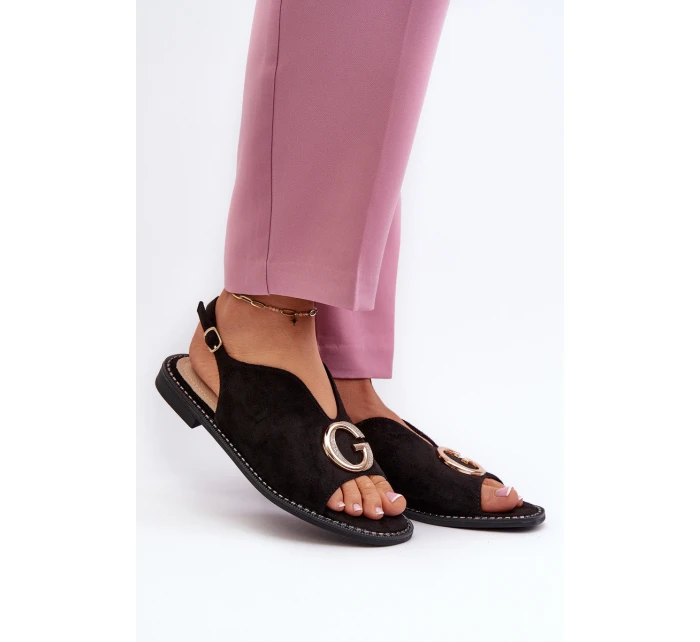 Elegantní dámské sandály s ozdobou z  Černé model 21659535 - S.Barski