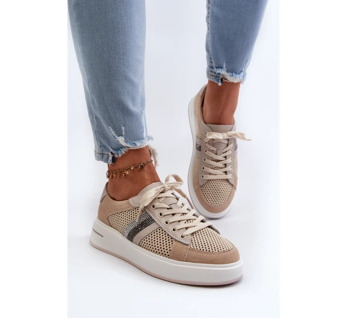 Dámské kožené tenisky D&A LR110 béžové