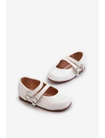 Lakýrované Dětské Baletky S Proužky Bílé Margenis Lakýrované Dětské Baletky S Proužky Bílé Margenis