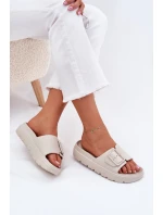 Dámské Pěnové Pantofle Na Platformě S Přezkou Béžové model 21697854 - Boto