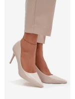 Lakované Eko Kožené Dámské Lodičky Se  Světle Béžové model 21711371 - Boto
