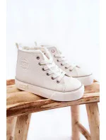 Dětské vysoké tenisky se zipem Big Star KK374227 Bíle Dětské vysoké tenisky se zipem Big Star KK374227 Bíle