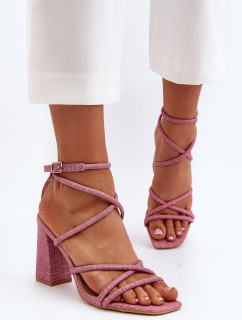 Růžové sandály na vysokém podpatku Herfiana s pásky
