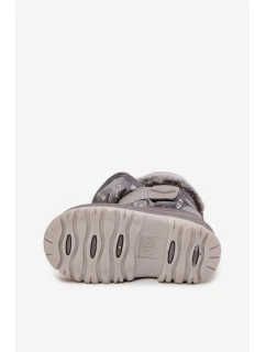 Dětské sněhule s kožíškem na suchý zip Lee Cooper – šedé