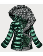 Zelená dámská prošívaná bunda s kapucí (XW817X)