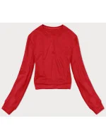 Tenká červená krátká dámská tepláková mikina model 20086926 - J.STYLE Tenká červená krátká dámská tepláková mikina model 20086926 - J.STYLE