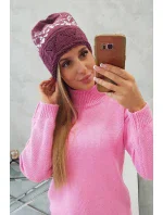 Dámská čepice Kira K374 dark purple+white Dámská čepice Kira K374 dark purple+white