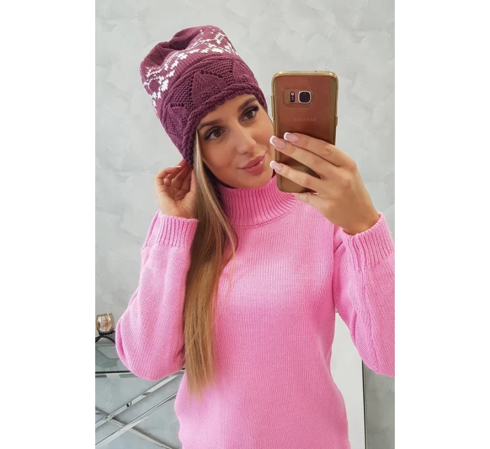 Dámská čepice Kira K374 dark purple+white Dámská čepice Kira K374 dark purple+white