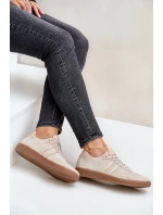 Nízké dámské semišové tenisky béžové Zazoo N1068