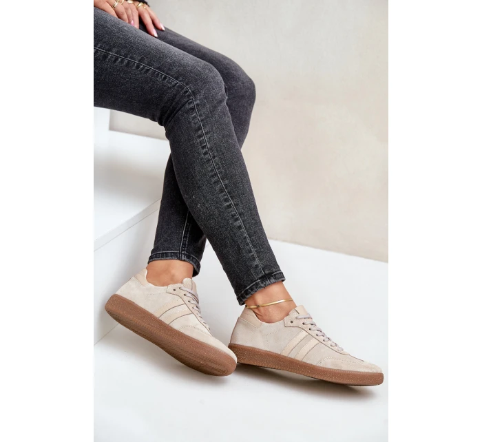 Nízké dámské semišové tenisky béžové Zazoo N1068