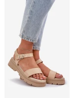 Dámské Sandály Na Platformě Béžové model 21684403 - Boto Dámské Sandály Na Platformě Béžové model 21684403 - Boto