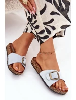 Dámské Pantofle S Přezkou Na Korkové Platformě Modré model 21704270 - Boto Dámské Pantofle S Přezkou Na Korkové Platformě Modré model 21704270 - Boto