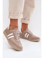 Zazoo N1068 Kožené Nízké Dámské Tenisky Tmavě Béžové