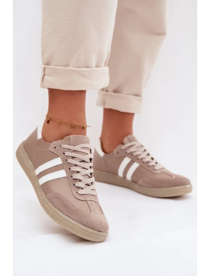 Zazoo N1068 Kožené Nízké Dámské Tenisky Tmavě Béžové