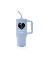 Personalizovaná termoska s barevným víčkem - dvě mapy jako srdce